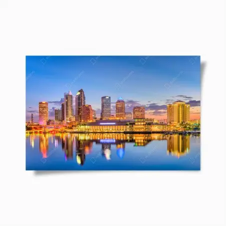 Póster panorama urbano de Tampa al atardecer – Pixers®