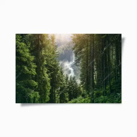 Póster cascada de Krimml en bosque alpino – Pixers®