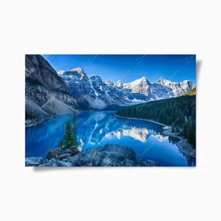 Póster paisaje sereno del lago Moraine al amanecer – Pixers®