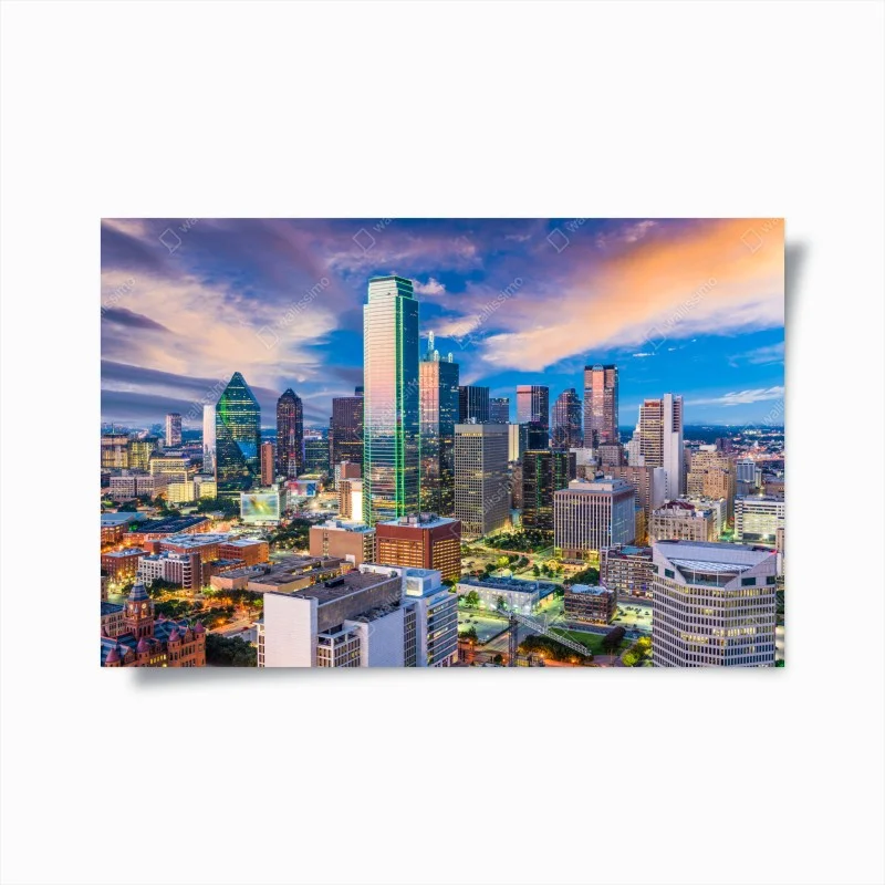 Póster atardecer urbano en Dallas