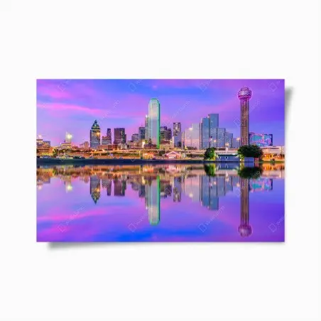 Póster atardecer púrpura sobre Dallas – Pixers®