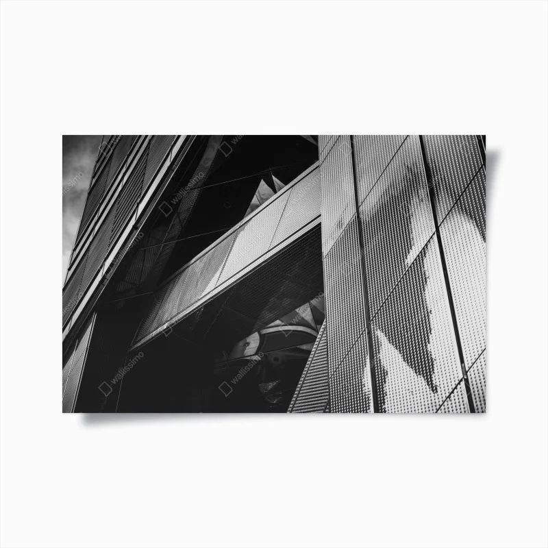 Póster composición arquitectónica geométrica en blanco y negro