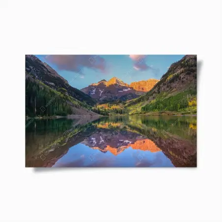 Póster amanecer dorado en Maroon Bells, Colorado – Pixers®
