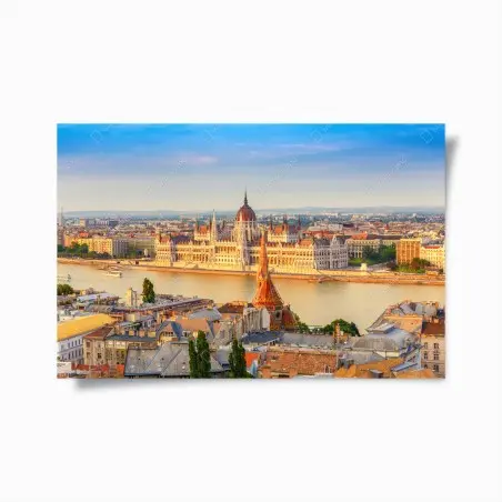 Póster atardecer en el parlamento de Budapest – Pixers®