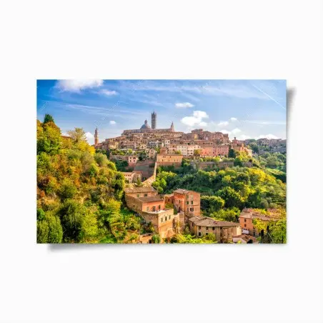 Póster panorama urbano de Siena bajo cielo azul – Pixers®