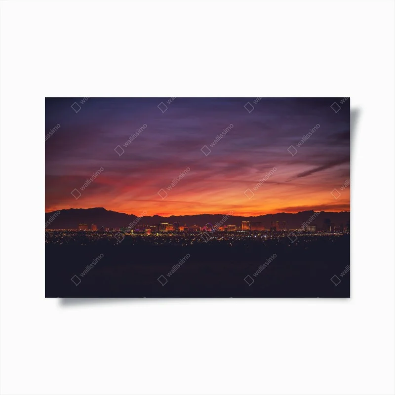 Póster panorama de Las Vegas al atardecer