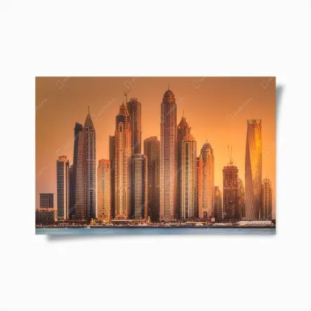 Póster panorama de rascacielos de Dubai al atardecer – Pixers®
