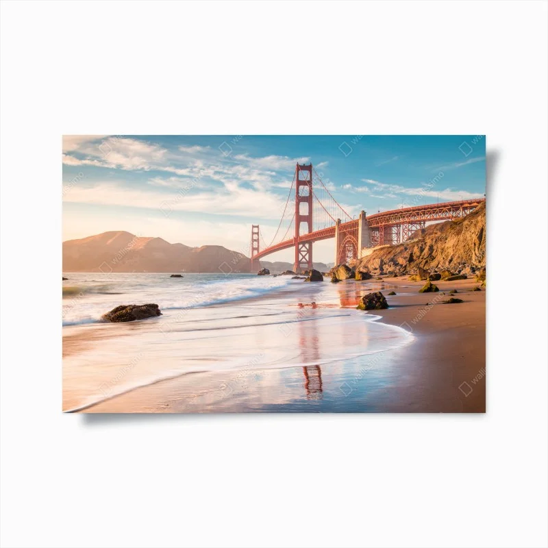 Póster amanecer en el puente Golden Gate