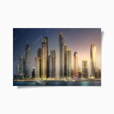 Póster impresionante horizonte de Dubái al atardecer – Pixers®