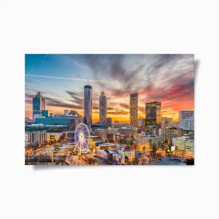 Póster skyline de Atlanta al atardecer – Pixers®