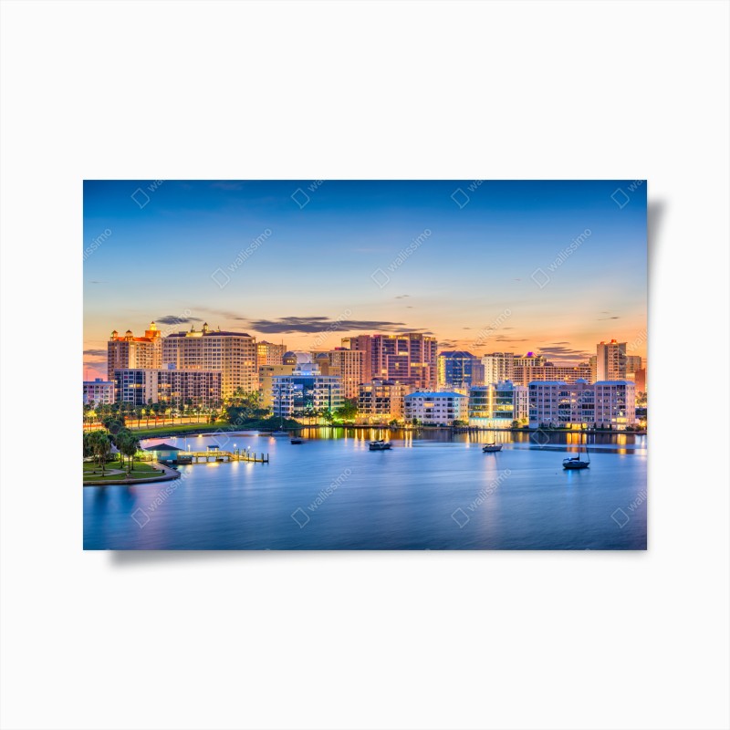 Póster amanecer sobre la bahía de Sarasota