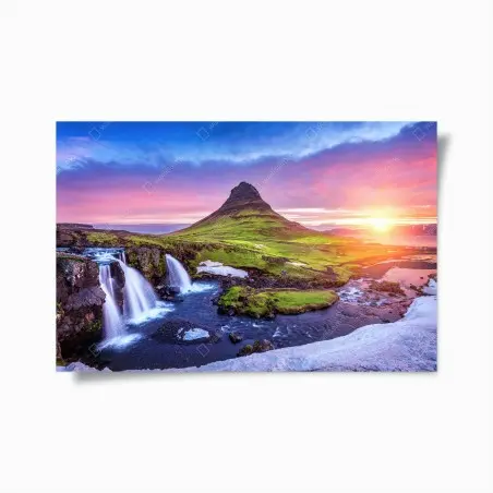 Póster amanecer en Kirkjufell, belleza natural de Islandia – Pixers®