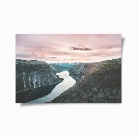 Póster atardecer en el fiordo – Pixers®