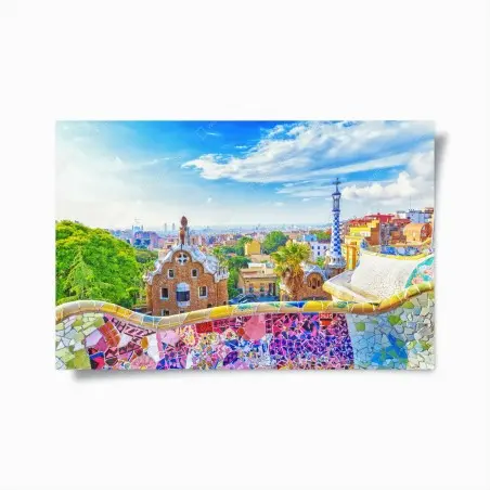 Póster vistas coloridas desde Parque Güell, Barcelona – Pixers®