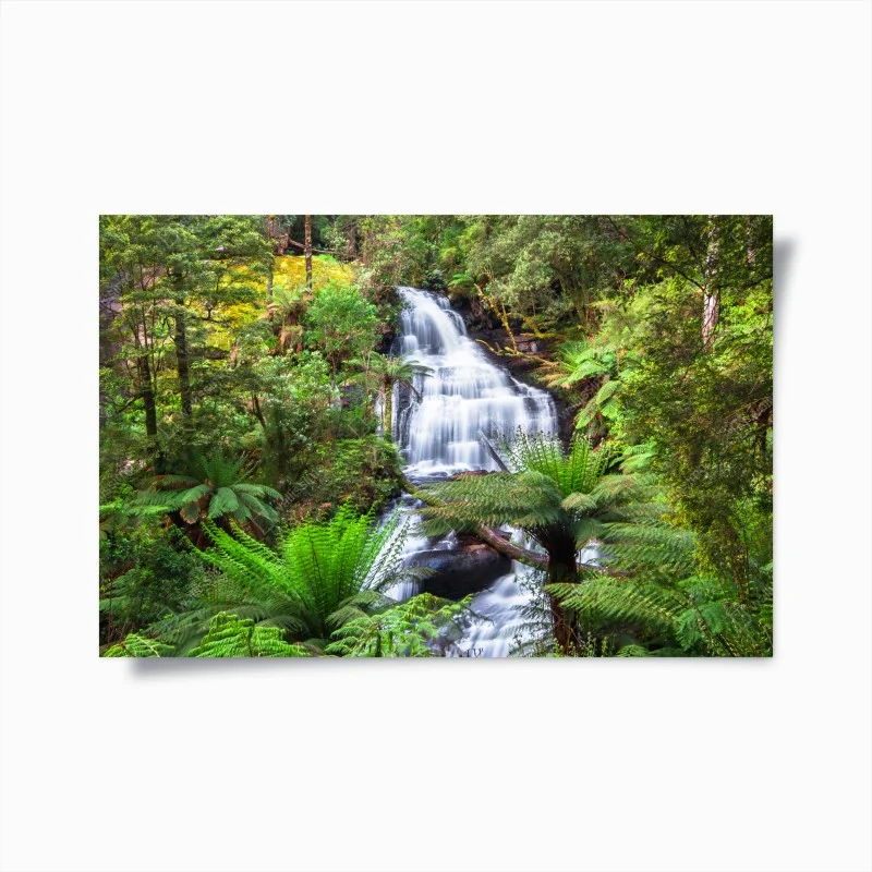 Póster cascada serena en Triplet Falls, Great Otway National Park
