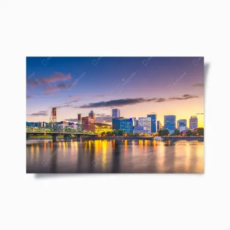 Póster atardecer en Portland sobre el río Willamette – Pixers®