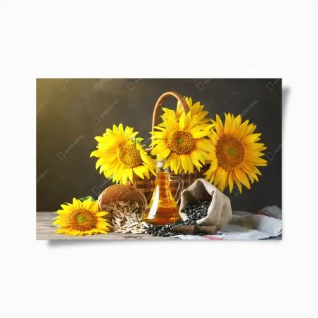 Póster girasoles y semillas: composición rústica y soleada – Pixers®