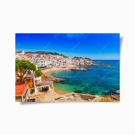 Póster vistas mediterráneas de pueblo costero – Pixers®