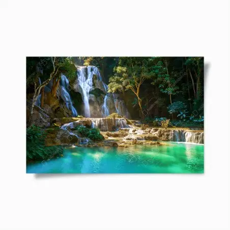 Póster oasis de cascadas y agua turquesa – Pixers®