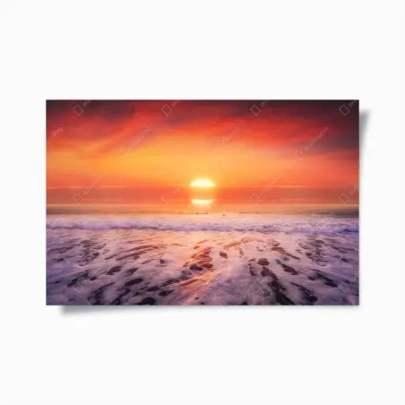 Póster atardecer dorado en la playa – Pixers®