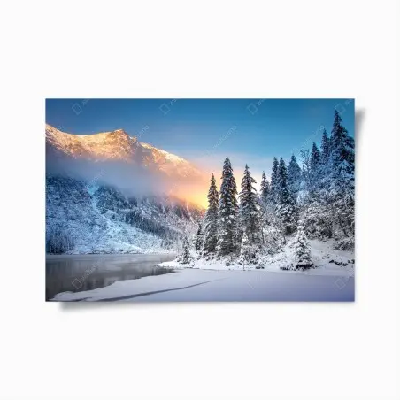 Póster amanecer en Morskie Oko, paisaje invernal de los Tatra – Pixers®