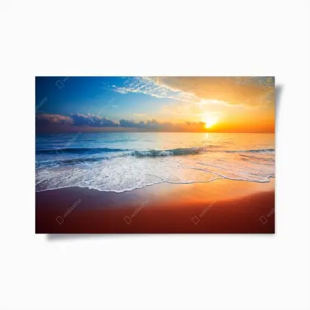 Póster amanecer dorado sobre el mar – Pixers®