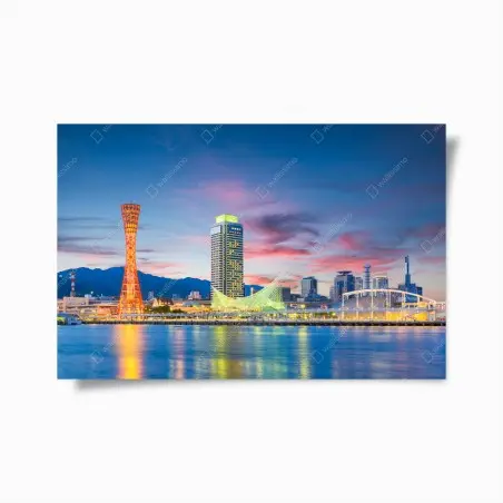 Póster puesta de sol en el puerto de Kobe – Pixers®