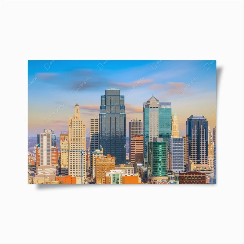 Póster amanecer sobre el skyline de Kansas City