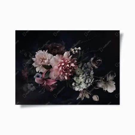 Póster composición floral nocturna en tonos suaves – Pixers®