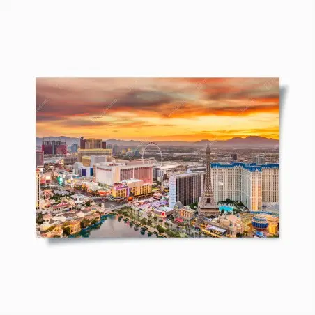 Póster vibrante skyline de Las Vegas al atardecer – Pixers®