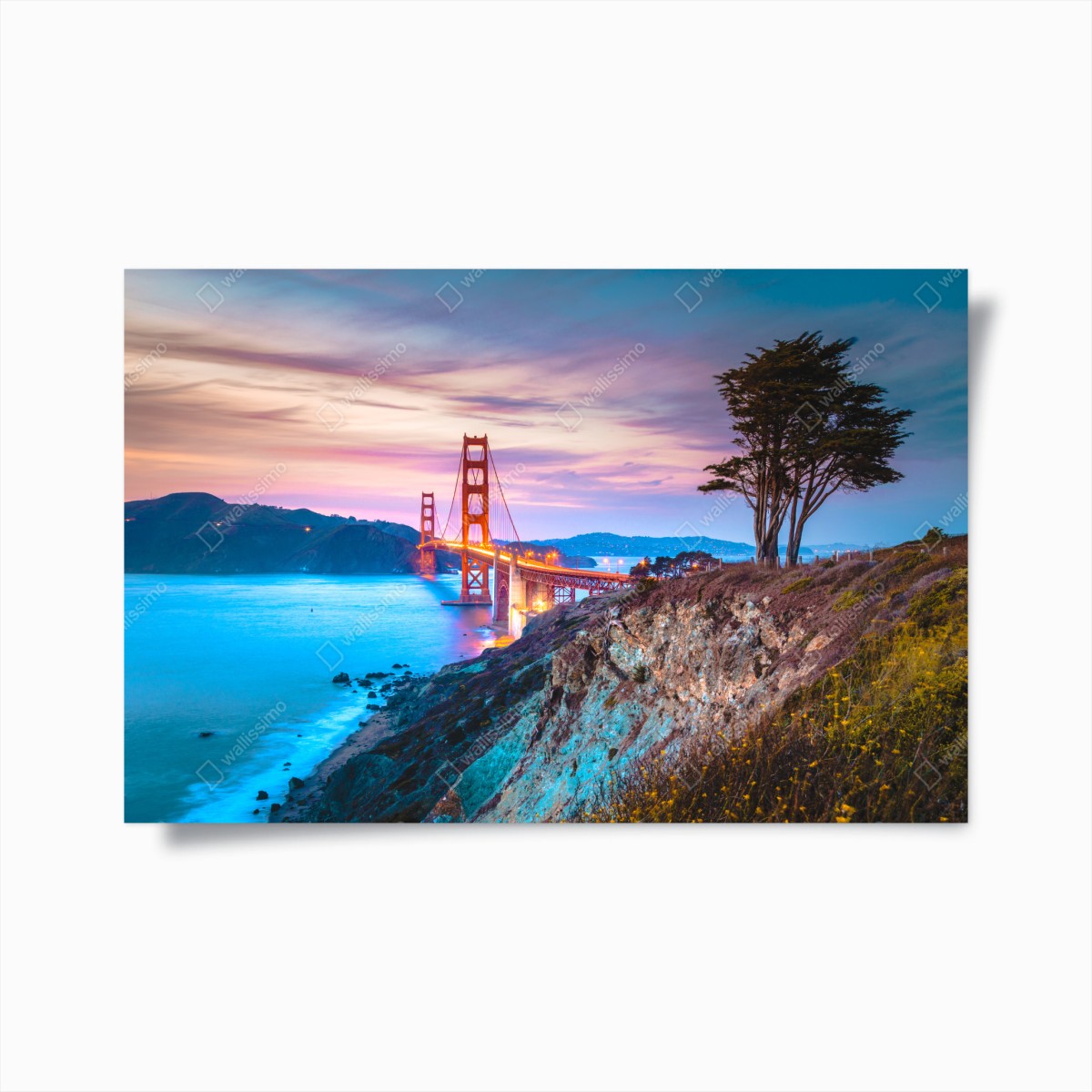 Póster vistas del puente Golden Gate al atardecer – Pixers®