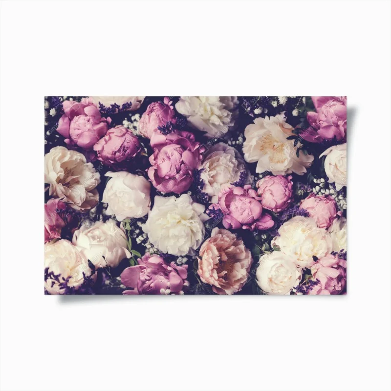Póster mural floral de peonías en tonos pastel