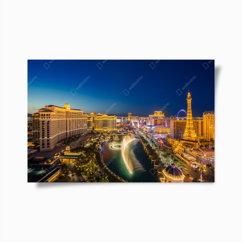 Póster panorámica nocturna del strip de Las Vegas