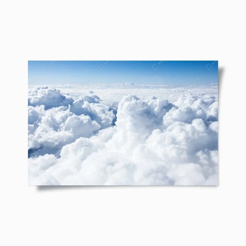 Póster nubes esponjosas sobre el cielo azul