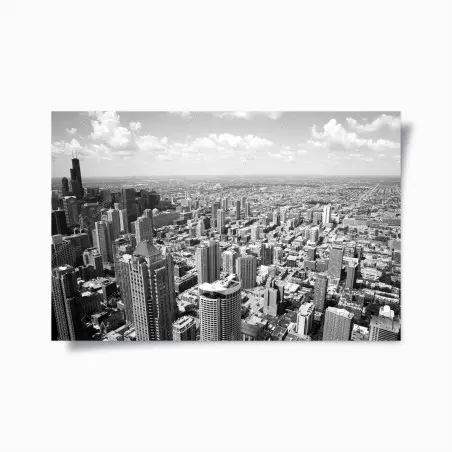 Póster vista aérea de Chicago en blanco y negro – Pixers®
