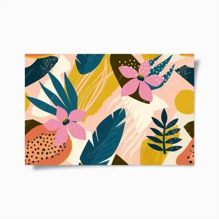 Póster flores tropicales en composición abstracta – Pixers®