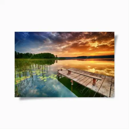 Póster amanecer dorado en el lago – Pixers®