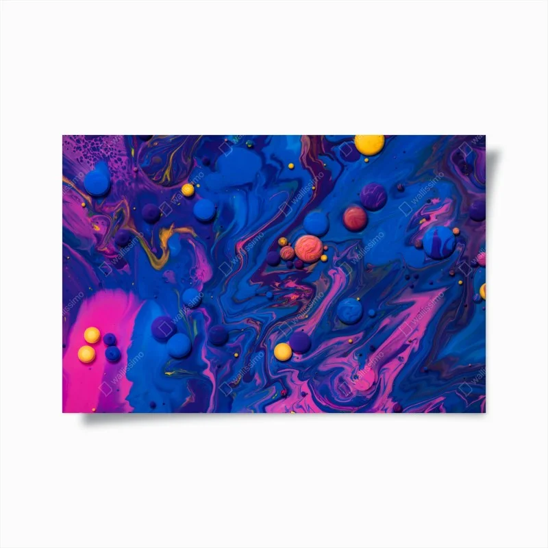 Póster universo líquido en tonos neón