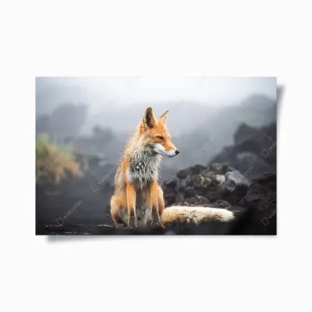 Póster zorro entre la niebla – Pixers®