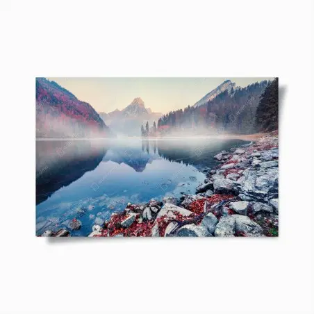 Póster amanecer neblinoso en Obersee, Suiza – Pixers®