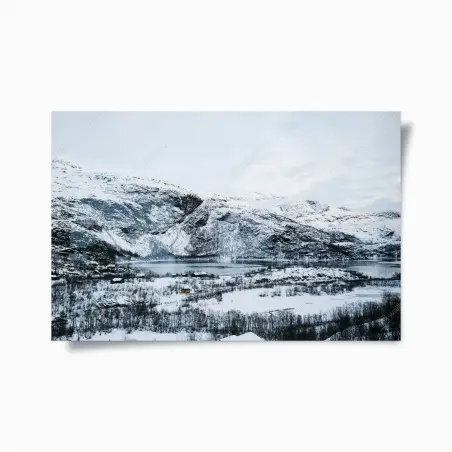 Póster paisaje invernal de lago y montañas – Pixers®