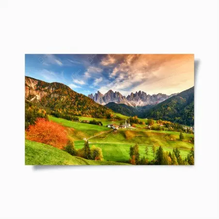 Póster amanecer en Santa Maddalena, Dolomitas – Pixers®