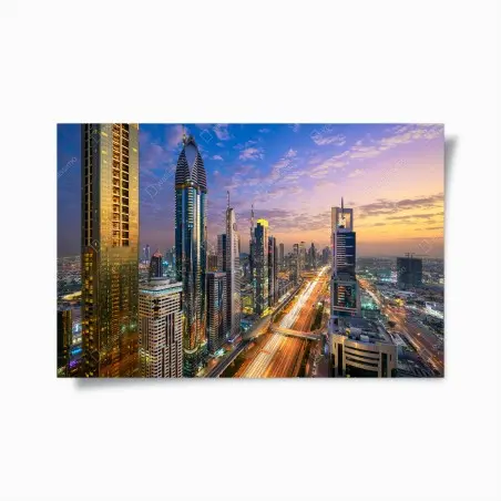 Póster panorámica urbana de Sheikh Zayed Road en Dubái – Pixers®