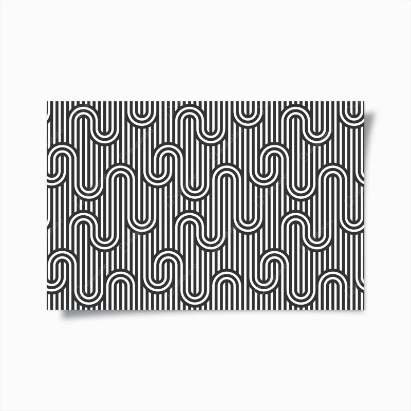 Póster patrón óptico ondulado en blanco y negro
