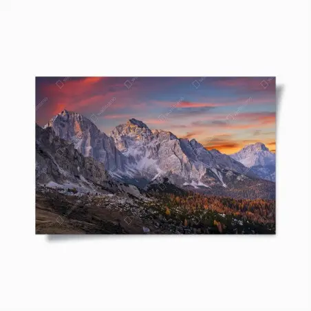Póster amanecer en montañas otoñales – Pixers®
