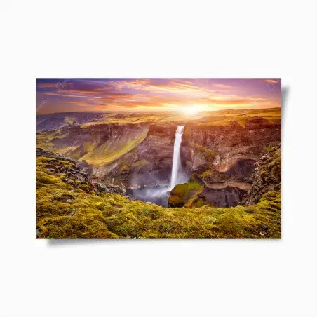 Póster amanecer en Haifoss, cascada de Islandia – Pixers®