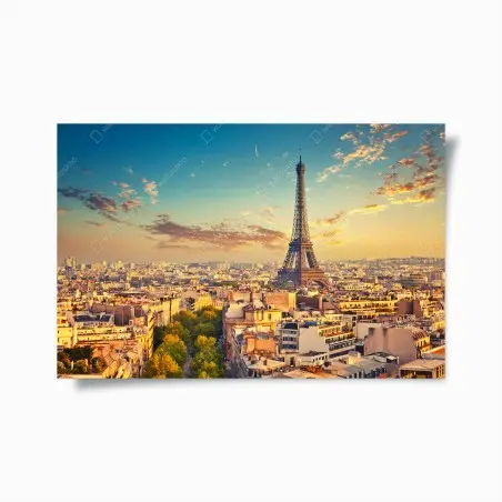 Póster amanecer dorado sobre la Torre Eiffel en París – Pixers®