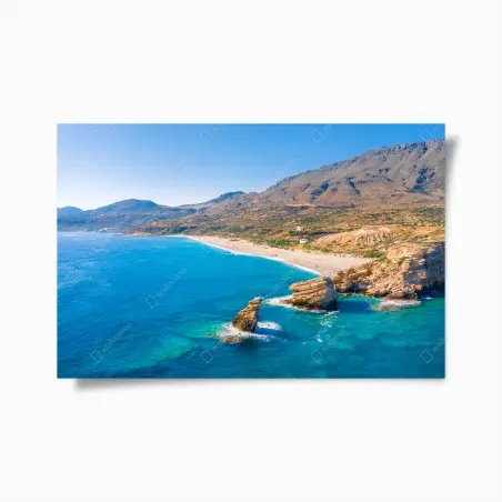 Póster paisaje costero de aguas turquesa y acantilados – Pixers®