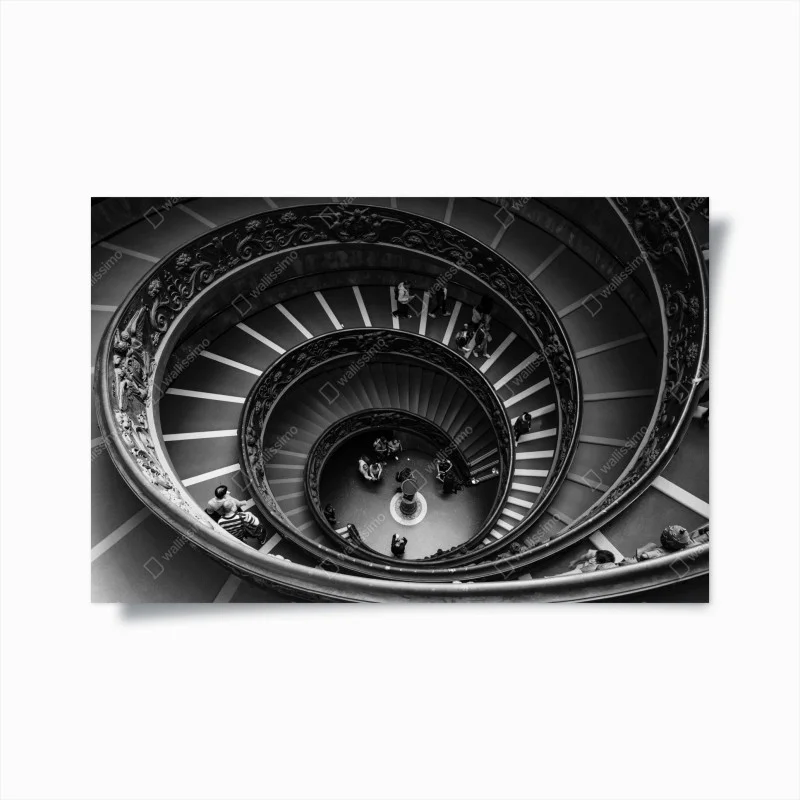 Póster escalera de caracol barroca en perspectiva
