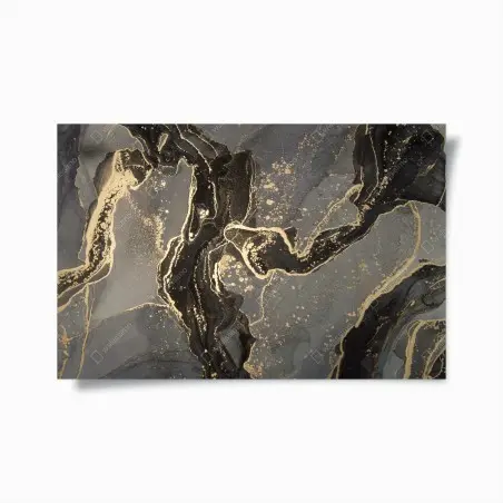 Póster mármol abstracto en dorado y negro – Pixers®